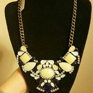 Park Lane Falcon Statement Necklace Cream Navy   